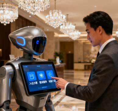 工業(yè)顯示器在酒店迎賓機器人中的應用